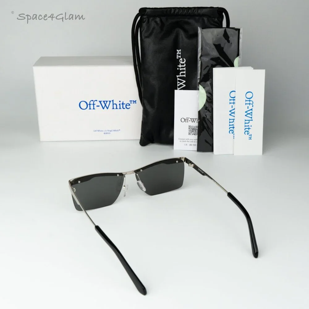 Off-White Men Sunglasses Silver Mirror Rectangle OERI095 RIMINI 7272 NEW